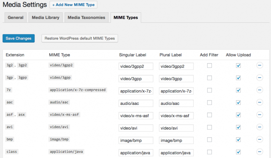 adding mime type settings for CartMagician Pro for WooCommerce plugin